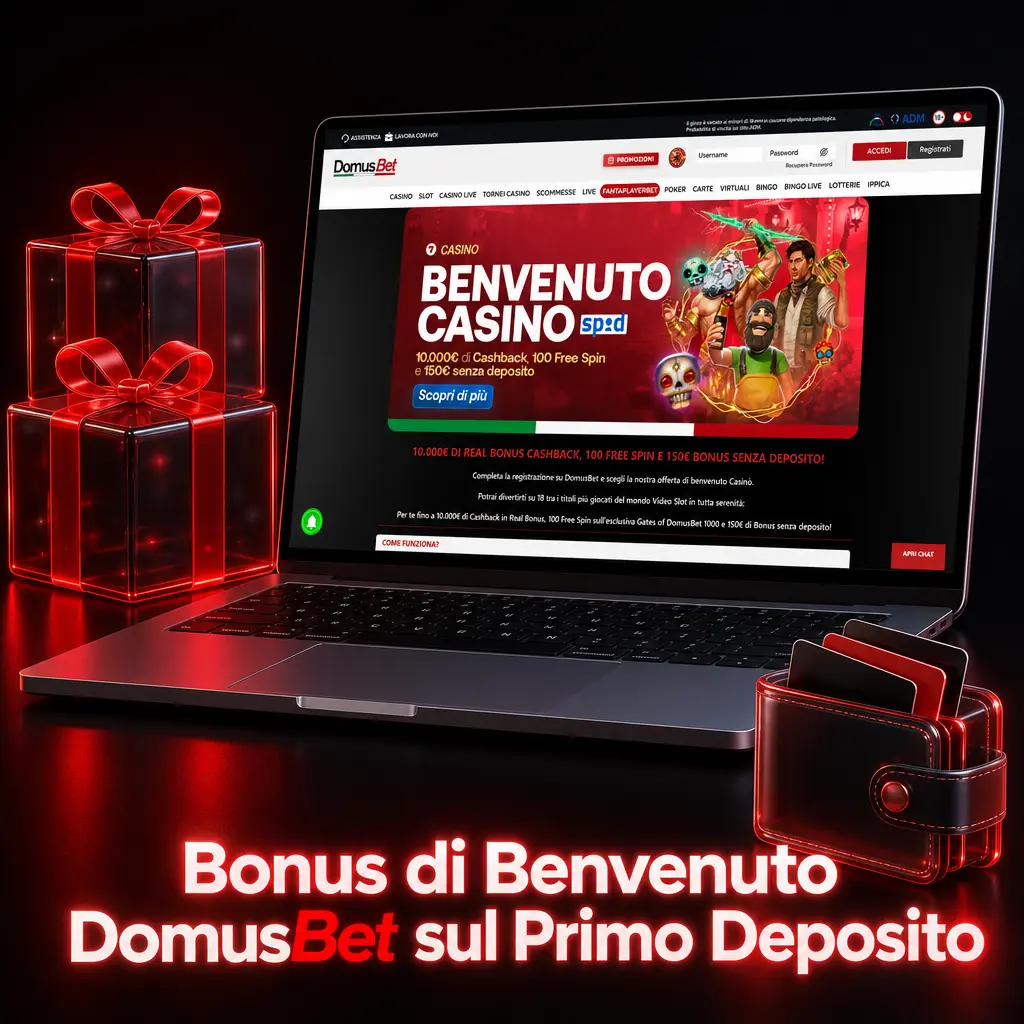 Bonus di benvenuto DomusBet: 100% fino a 380 EUR più 20 free spin sul primo deposito in casinò e bingo