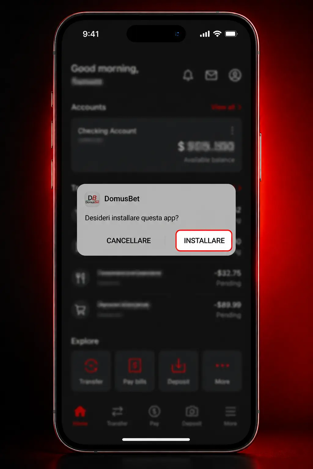 Icona DomusBet App Android aggiunta alla schermata Home tramite Progressive Web App su Chrome