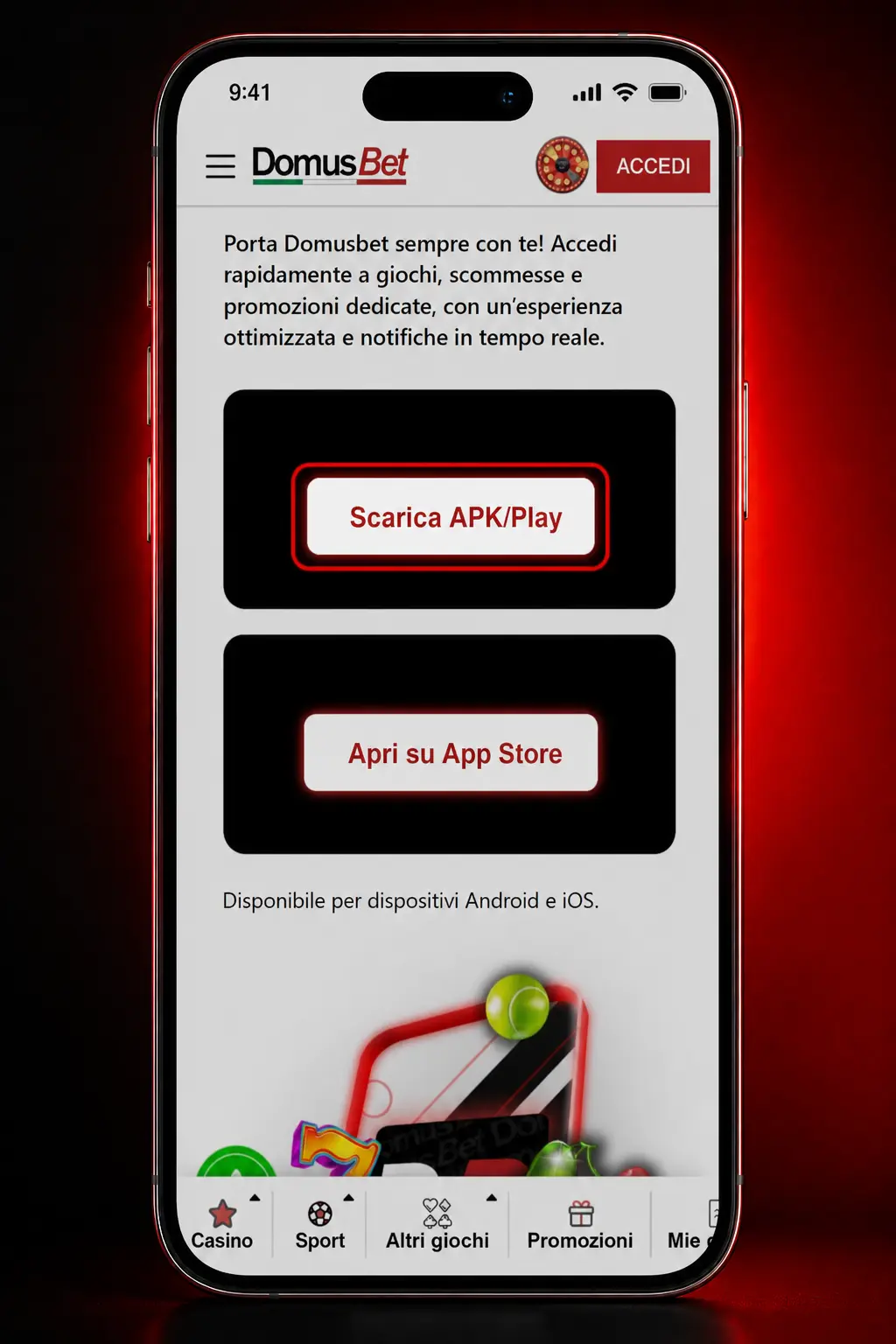 Icona DomusBet App Android aggiunta alla schermata Home tramite Progressive Web App da Chrome